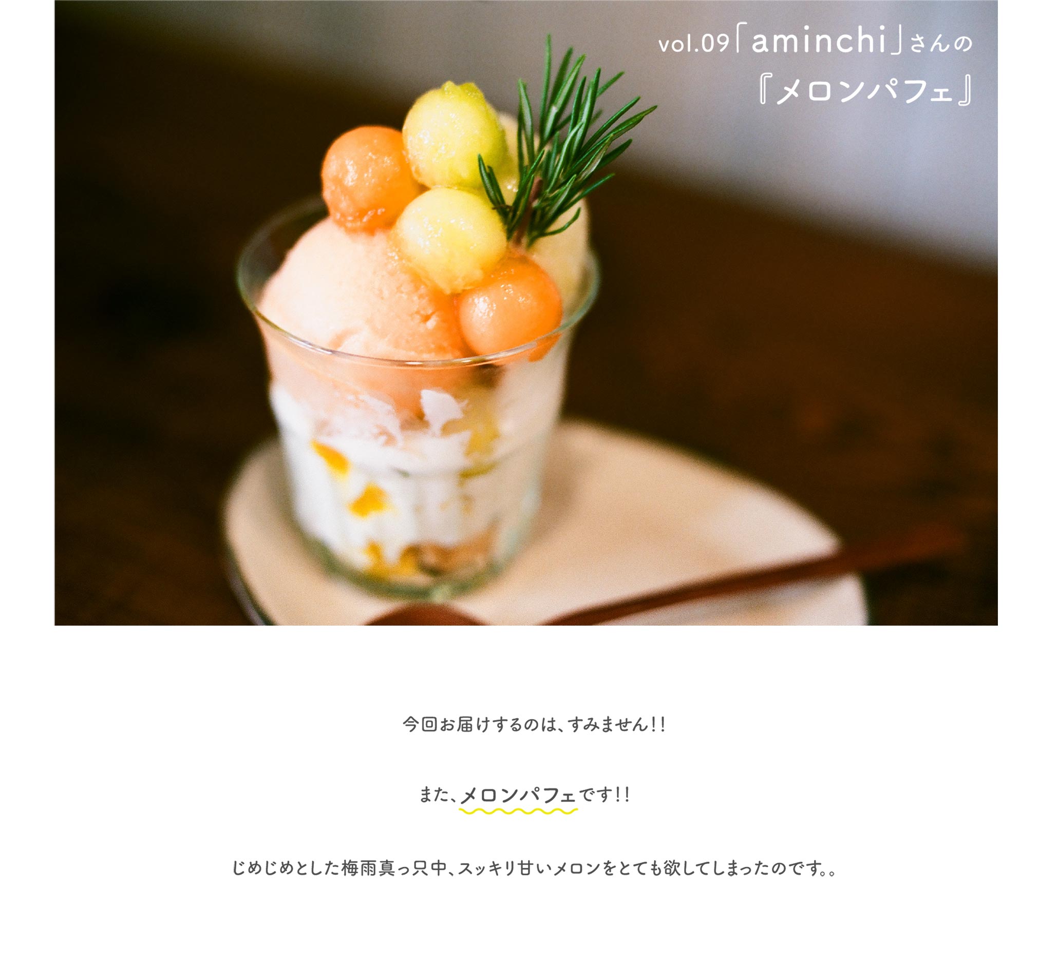 vol.09 「aminchi」さんの『メロンパフェ』